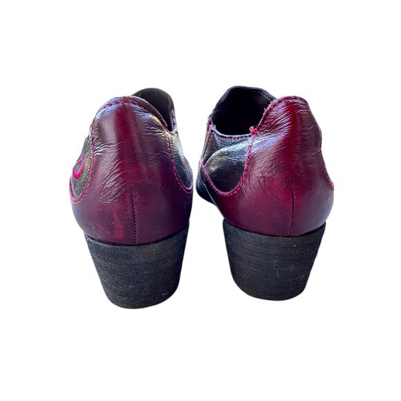 Born Leather Western Booties 8/39 Burgundy Red Stitch Made in Mexico - Picture 3 of 8